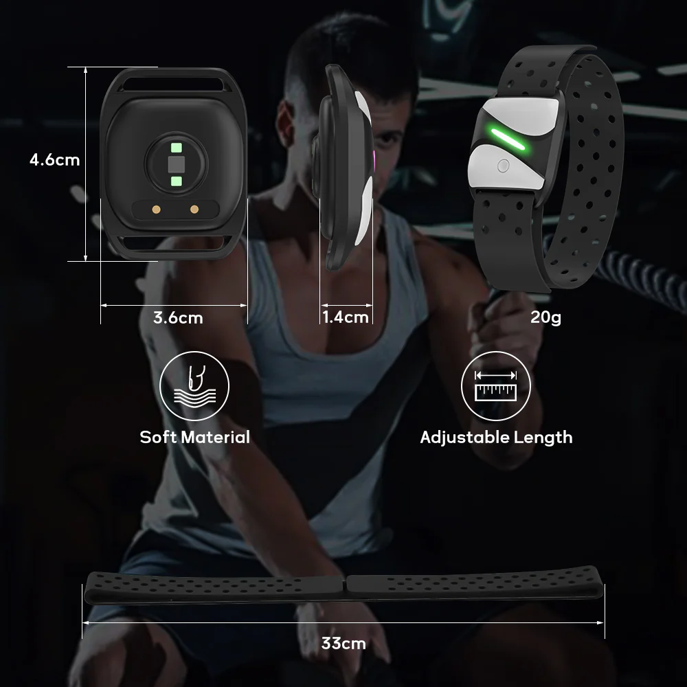 Heart Rate Monitor Armband, Bluetooth 5.0/ANT+, IP67 Waterproof - Image 8