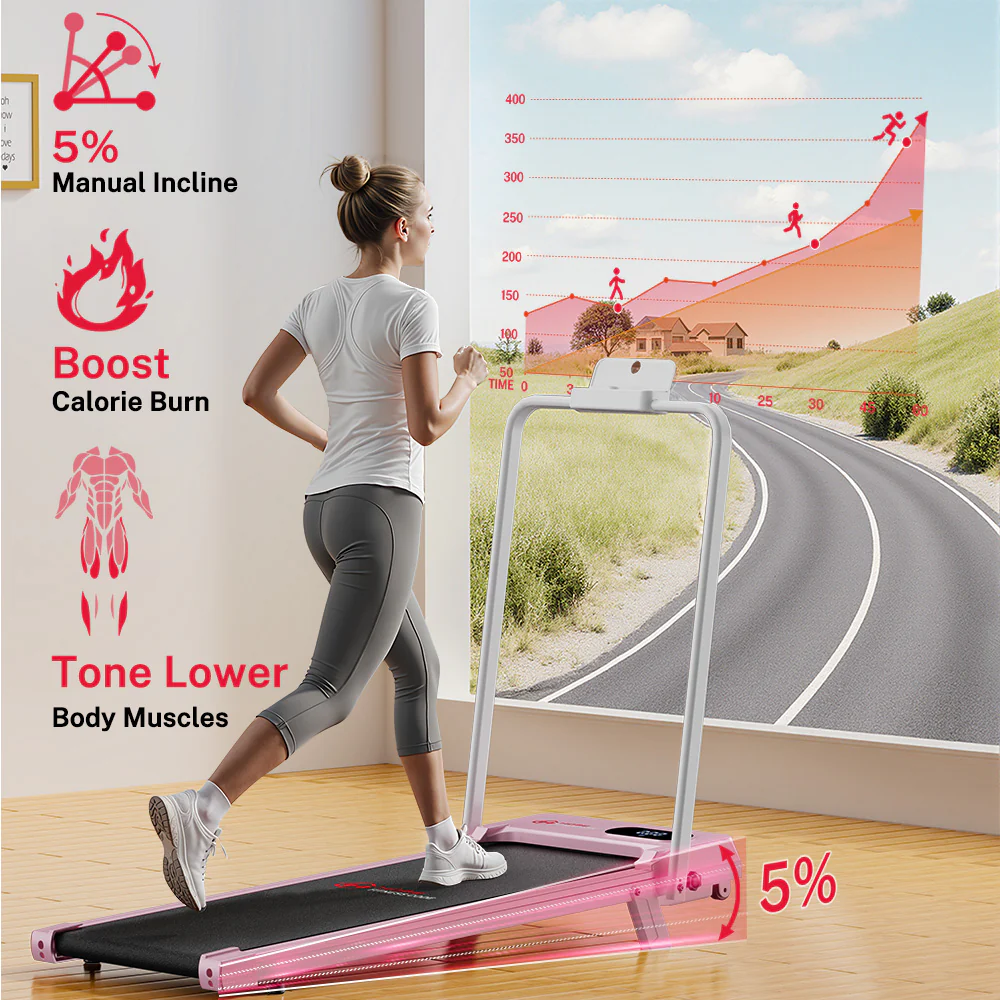 Folding Treadmill S1, Speed 1-6KM/H, 5% Manual Incline - Image 13