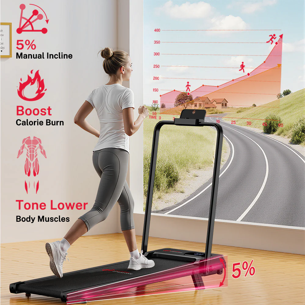 Folding Treadmill S1, Speed 1-6KM/H, 5% Manual Incline - Image 3